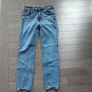 Zara Blue Ankle Cropped Slim Fit Stretch Jeans - Size 2 Great Condition
